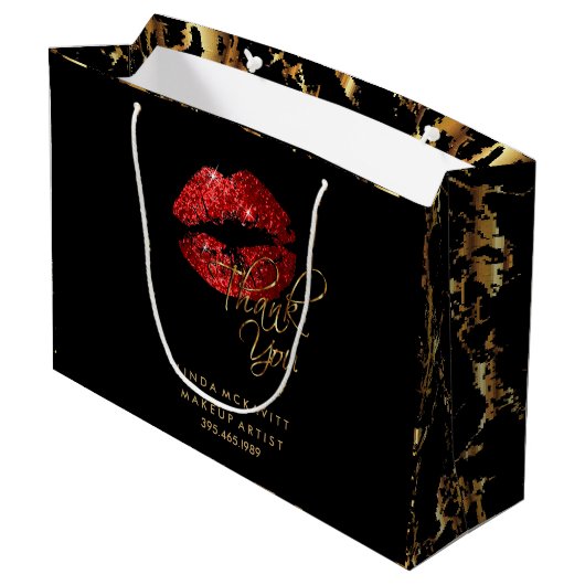 Red Glitter Lipstick en Gold Marble - Hartelijk da Large Cadeautasje (Achterkant Gekanteld)