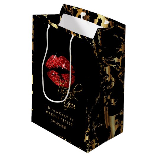 Red Glitter Lipstick en Gold Marble - Hartelijk da Medium Cadeauzakje (Achterkant Gekanteld)
