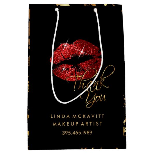 Red Glitter Lipstick en Gold Marble - Hartelijk da Medium Cadeauzakje (Voorkant)