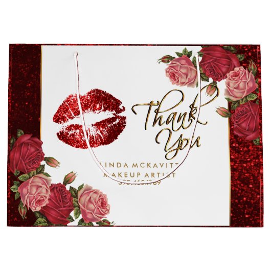 Red Glitter Lipstick en Rozen - Hartelijk dank Groot Cadeauzakje (Voorkant)