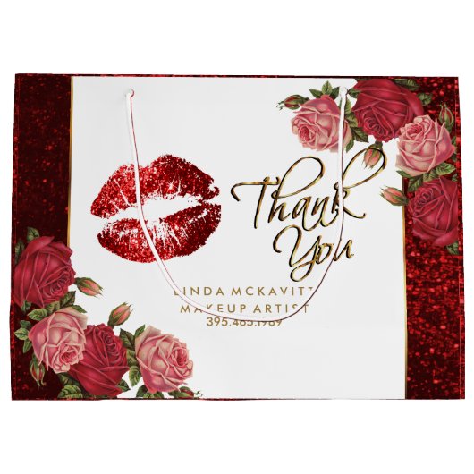 Red Glitter Lipstick en Rozen - Hartelijk dank Groot Cadeauzakje (Achterkant)