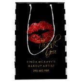 Red Glitter Lipstick en White Stripes - Hartelijk  Medium Cadeauzakje (Voorkant)