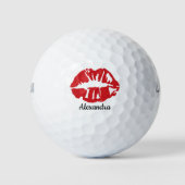 Red Glitter Lipstick Girly Kiss Gepersonaliseerd N Golfballen (Voorkant)