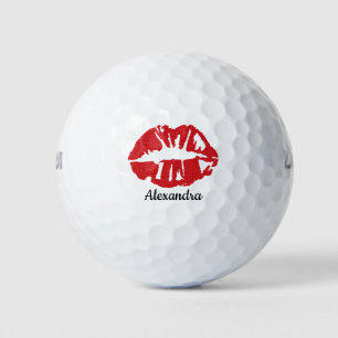 Red Glitter Lipstick Girly Kiss Gepersonaliseerd N Golfballen