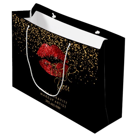 Red Glitter Lipstick - Hartelijk dank Large Cadeautasje (Voorkant Gekanteld)