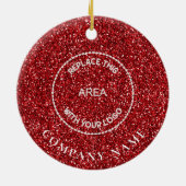 Red Glitter Logo Bedrijfsnaam Merry Christmas Keramisch Ornament (Achterkant)