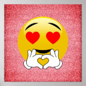 Red Glitter Love Heart Emoji Poster (Voorkant)