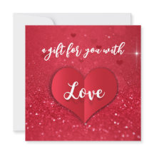 Red Glitter Love Heart Valentijnsdag Gift Kaart