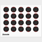 Red Glitter Merry kerstnaam Adres zwart Ronde Sticker (Vel)