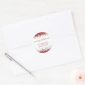 Red Glitter Merry kerstnaam Return Address Ronde Sticker (Envelop)