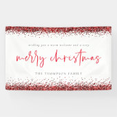 Red Glitter Merry kerstnaam White Spandoek (Horizontaal)