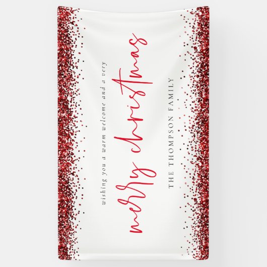 Red Glitter Merry kerstnaam White Spandoek (Verticaal)