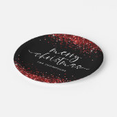 Red Glitter Merry Kerstparty Black Papieren Bordje (Gekanteld)