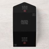 Red Glitter Monogram Poker Chip Casino Wedding All In One Uitnodiging (Buitenkant)