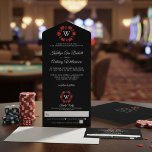 Red Glitter Monogram Poker Chip Casino Wedding All In One Uitnodiging<br><div class="desc">Vier in stijl met deze moderne en zeer trendy all in one bruiloft uitnodigingen met gemakkelijke tear off RSVP. Dit ontwerp is gemakkelijk te personaliseren met uw speciale evenementenformulering en uw gasten zullen blij zijn wanneer ze deze fantastische uitnodigingen ontvangen. Overeenkomende bruidsartikelen zijn te vinden in het collectie.</div>