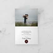 Red Glitter Monogram Poker Chip Casino Wedding Bedankkaart (Binnen)