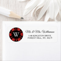Red Glitter Monogram Poker Chip Casino Wedding