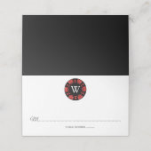 Red Glitter Monogram Poker Chip Casino Wedding Plaatskaartje (Buitenkant ongevouwen)