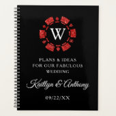 Red Glitter Monogram Poker Chip Casino Wedding Planner (Voorkant)
