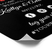 Red Glitter Monogram Poker Chip Casino Wedding Poster (Hoek)