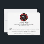 Red Glitter Monogram Poker Chip Casino Wedding RSVP Kaartje<br><div class="desc">Viel in stijl met dit trendy casino,  de zogenaamde trouwantwoordkaarten. Het ontwerp is gemakkelijk te personaliseren met je eigen formulering en je familie en vrienden zullen enthousiast zijn als ze deze geweldige bruiloftsbestendige RSVP's ontvangen.</div>