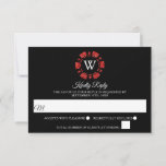 Red Glitter Monogram Poker Chip Casino Wedding RSVP Kaartje<br><div class="desc">Viel in stijl met dit trendy casino,  de zogenaamde trouwantwoordkaarten. Het ontwerp is gemakkelijk te personaliseren met je eigen formulering en je familie en vrienden zullen enthousiast zijn als ze deze geweldige bruiloftsbestendige RSVP's ontvangen.</div>