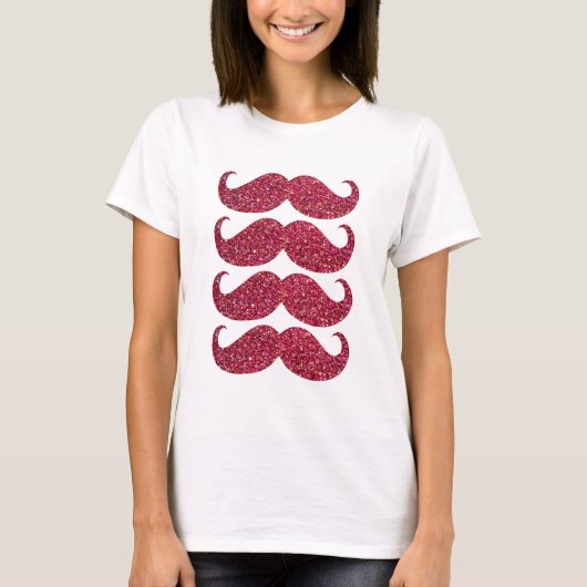 Red Glitter Mustache #2 T-shirt (Voorkant)