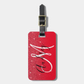 Red Glitter Ombre Persoonlijk Monogram Bagagelabel (Voorkant verticaal)
