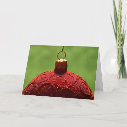 Red Glitter Ornament Kerstmis Kaart (Voorkant)