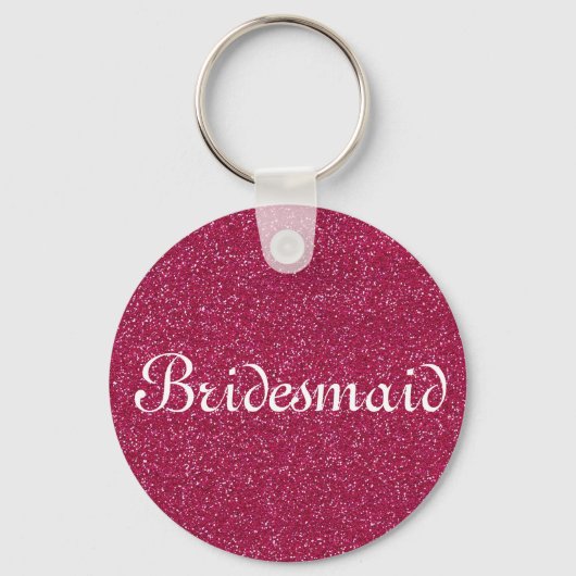 Red Glitter Personalized Bridesmaid Sleutelhanger (Voorkant)