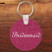 Red Glitter Personalized Bridesmaid Sleutelhanger (Voorkant)