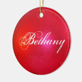 Red Glitter Personalized Holiday Keramisch Ornament (Links)