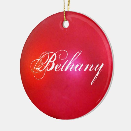 Red Glitter Personalized Holiday Keramisch Ornament (Links)