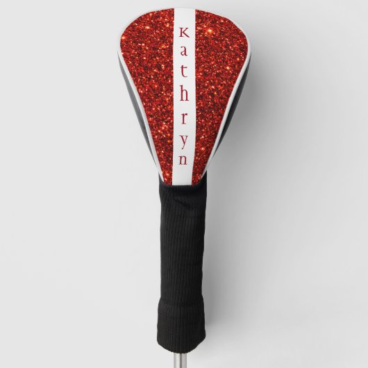 Red Glitter Personalized Name Golfheadcover (Voorkant)