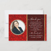 Red Glitter Photo Funeral Hartelijk dank Bedankkaart (Voorkant)