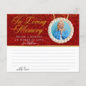 Red Glitter Photo Share a Memory Funeral Kaart (Voorkant)