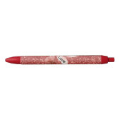 Red Glitter Pink Love Joy Butterflies Zwarte Inkt Pen (Voorkant)