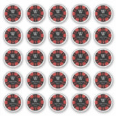 Red Glitter Poker Chip Casino Weddenschap 3cm Sticker (Voorkant)