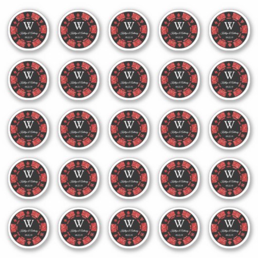 Red Glitter Poker Chip Casino Weddenschap 3cm Sticker (Voorkant)