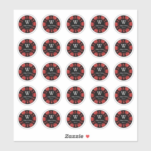 Red Glitter Poker Chip Casino Weddenschap 3cm Sticker (Vel)