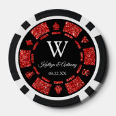 Red Glitter Poker Chip Casino Wedding (Achterkant)