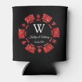 Red Glitter Poker Chip Casino Wedding Blikjeskoeler (Voorkant)