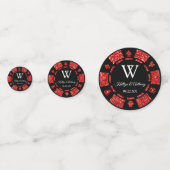 Red Glitter Poker Chip Casino Wedding Confetti (Achterkanten)