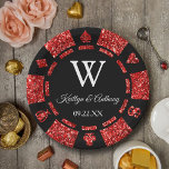 Red Glitter Poker Chip Casino Wedding Party Papieren Bordje<br><div class="desc">Viel in stijl met deze trendy pokerchips papieren borden. Het ontwerp is gemakkelijk te personaliseren met je eigen formulering en je familie en vrienden zullen enthousiast zijn als ze deze fantastische feestelijke borden zien.</div>