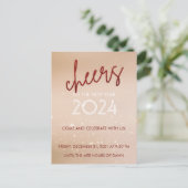 Red Glitter Proost op de uitnodiging voor het nieu (Staand voorkant)