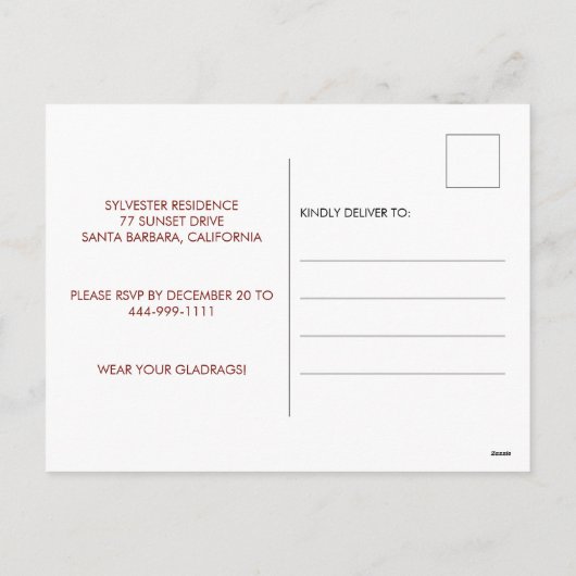 Red Glitter Proost op de uitnodiging voor het nieu (Achterkant)