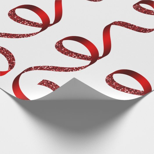 Red Glitter Ribbon Kerstmis Vakantie Wrapping Cadeaupapier (Hoek)