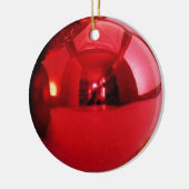 Red Glitter Schattige feestdag Keramisch Ornament (Links)