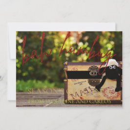 Red Glitter Script Bah Humbug-kerstkaart