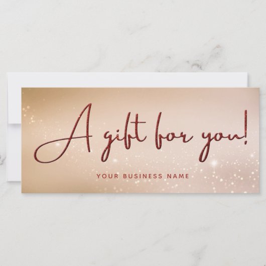 Red Glitter Script Business Cadeaucertificaat (Voorkant)